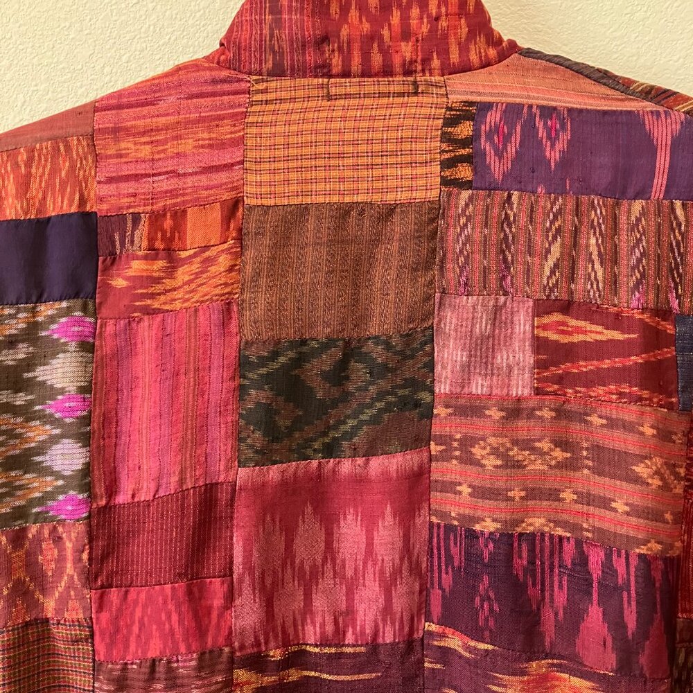 Unique Silk Upcycled Boho Patchwork Jacket - Mult… - image 3